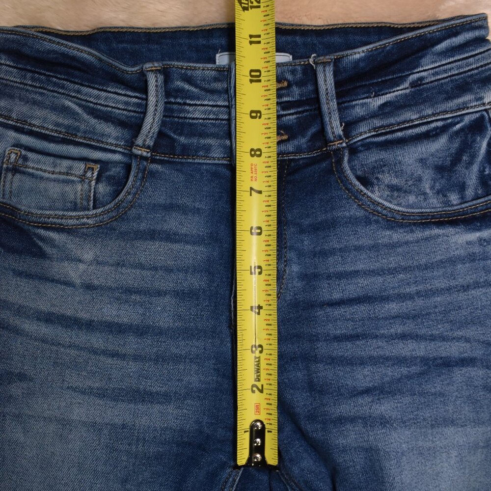 KanCan Dark Blue High-Waist Flare Jeans with Frayed Hem - Picture 9 of 15